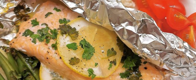 Ovnsbakt laks med blomkålpuré