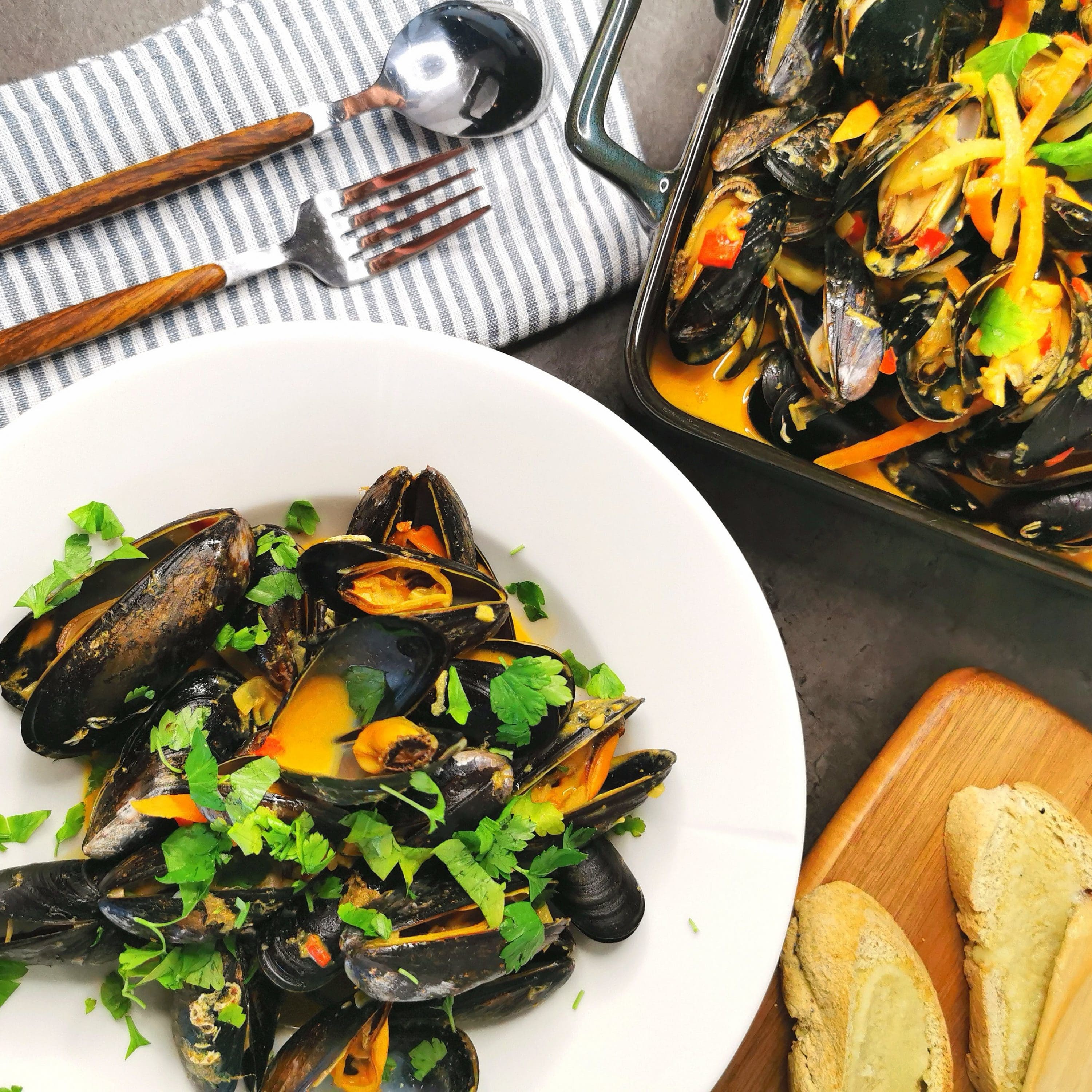 Lavkarbo blåskjell i karri