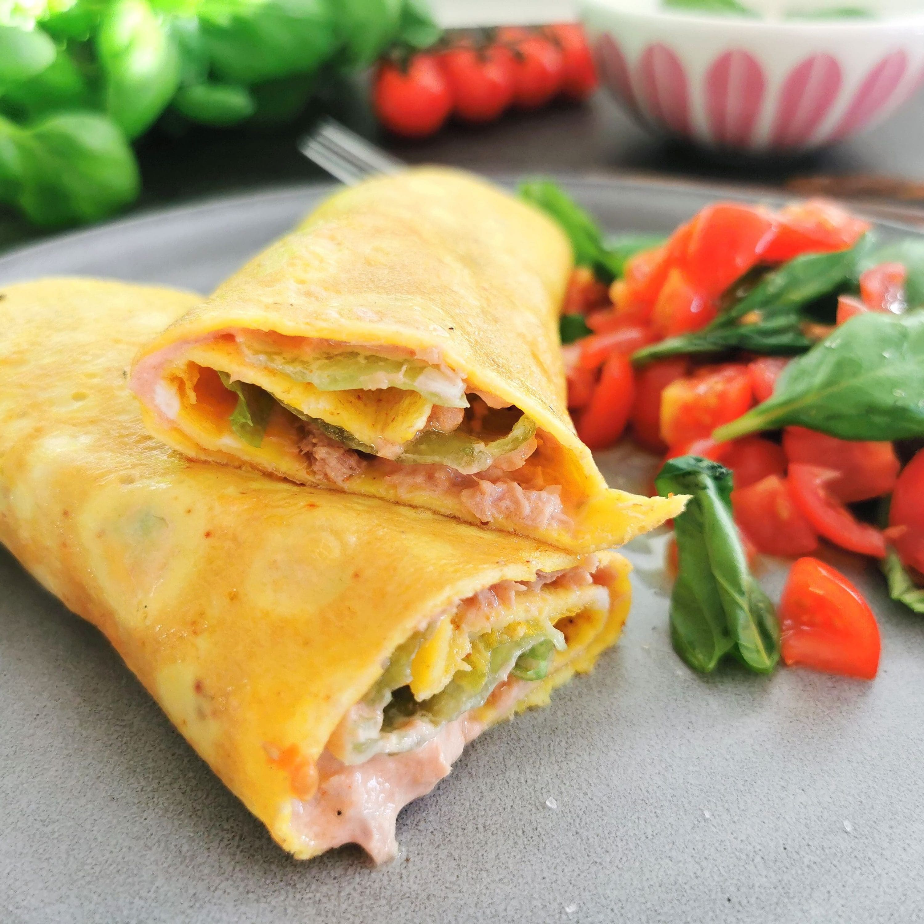 Lavkarbo eggewraps med tunfiskpålegg